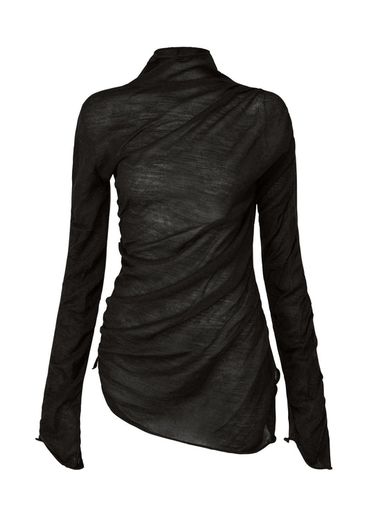 A product shot of the ISSEY MIYAKE AMBIGUOUS WOOL top in black (15).