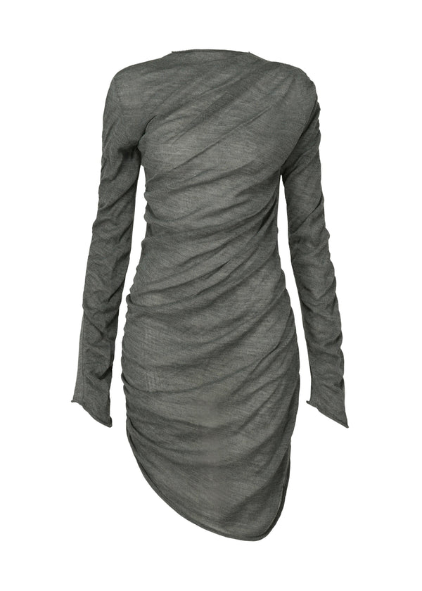 A product shot of the ISSEY MIYAKE AMBIGUOUS WOOL tunic in dew grey (18).