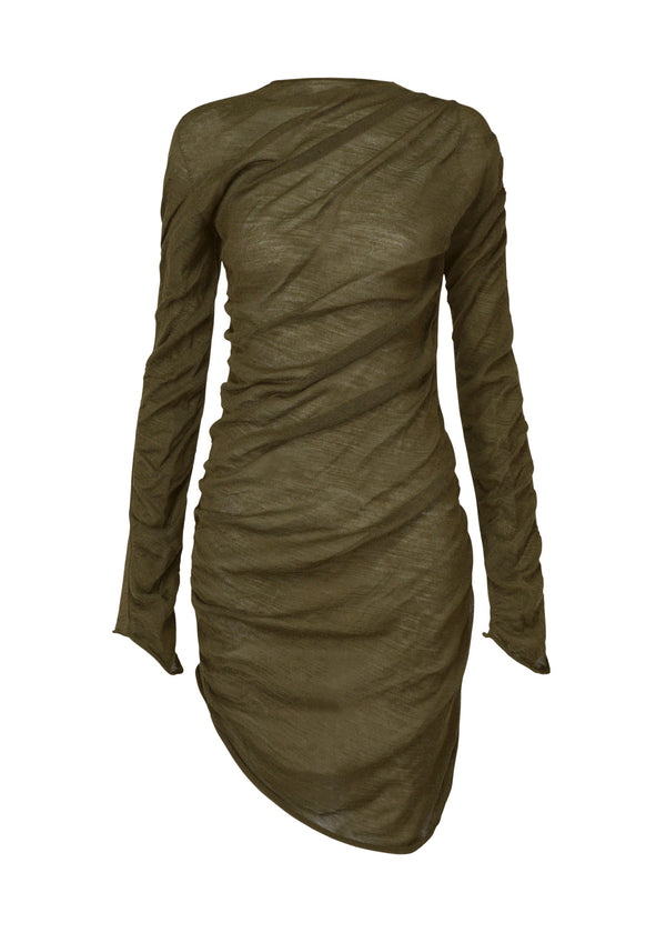 A product shot of the ISSEY MIYAKE AMBIGUOUS WOOL tunic in misty green (68).