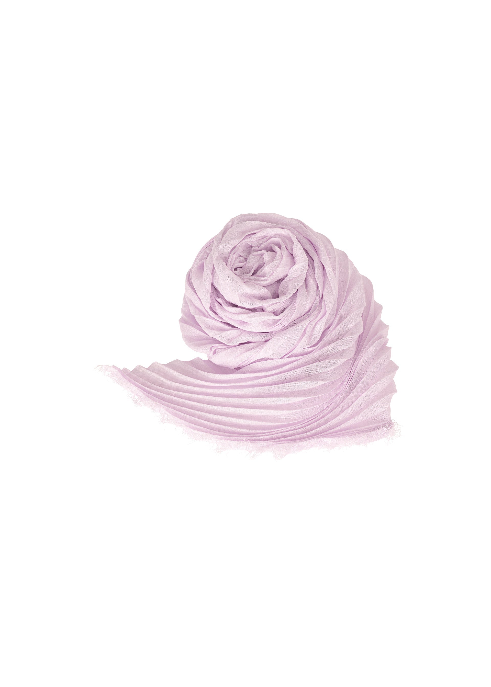 A product shot of the ISSEY MIYAKE WASHI PLEATS STOLE stole in light wisteria purple (85).