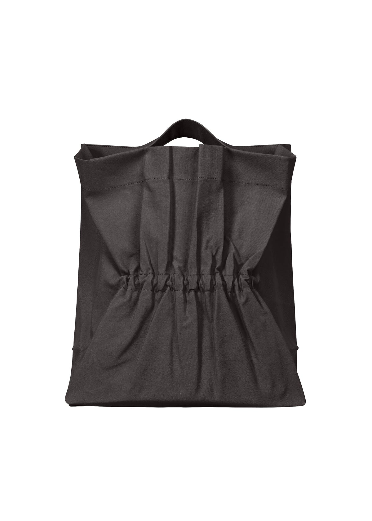 A product shot of the ISSEY MIYAKE DRAWN AND PRESSED bag in black (15).