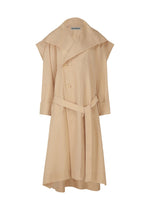 A product shot of the ISSEY MIYAKE EASE AND EASED coat in oaka beige (48).