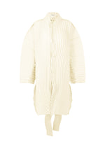 A product shot of the ISSEY MIYAKE WAVERING PLEATS coat in washi white (05).