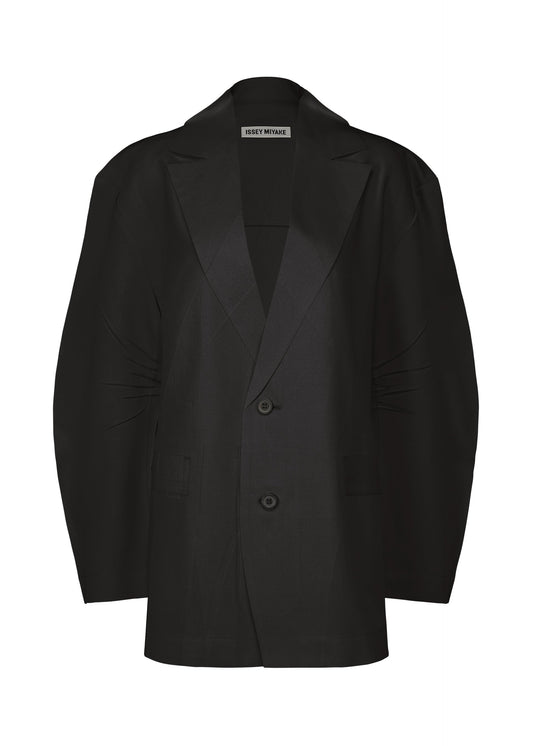 A product shot of the ISSEY MIYAKE PRESSED FORM jacket in black (15).