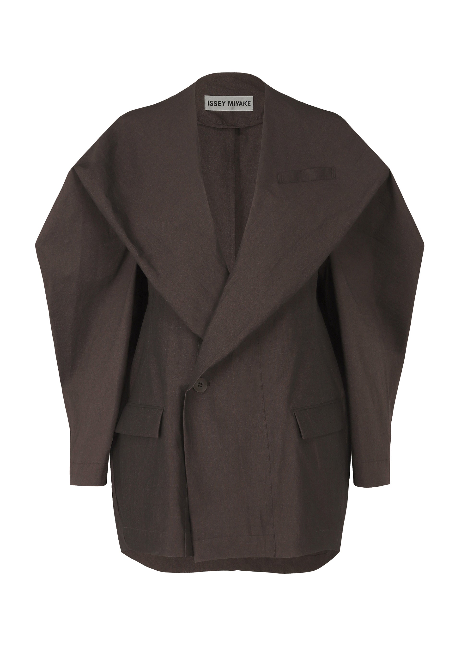 A product shot of the ISSEY MIYAKE AMPLE jacket in nasu brown (89).