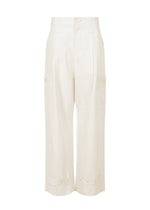A product shot of the ISSEY MIYAKE PRESSED FORM trousers in washi white (05).