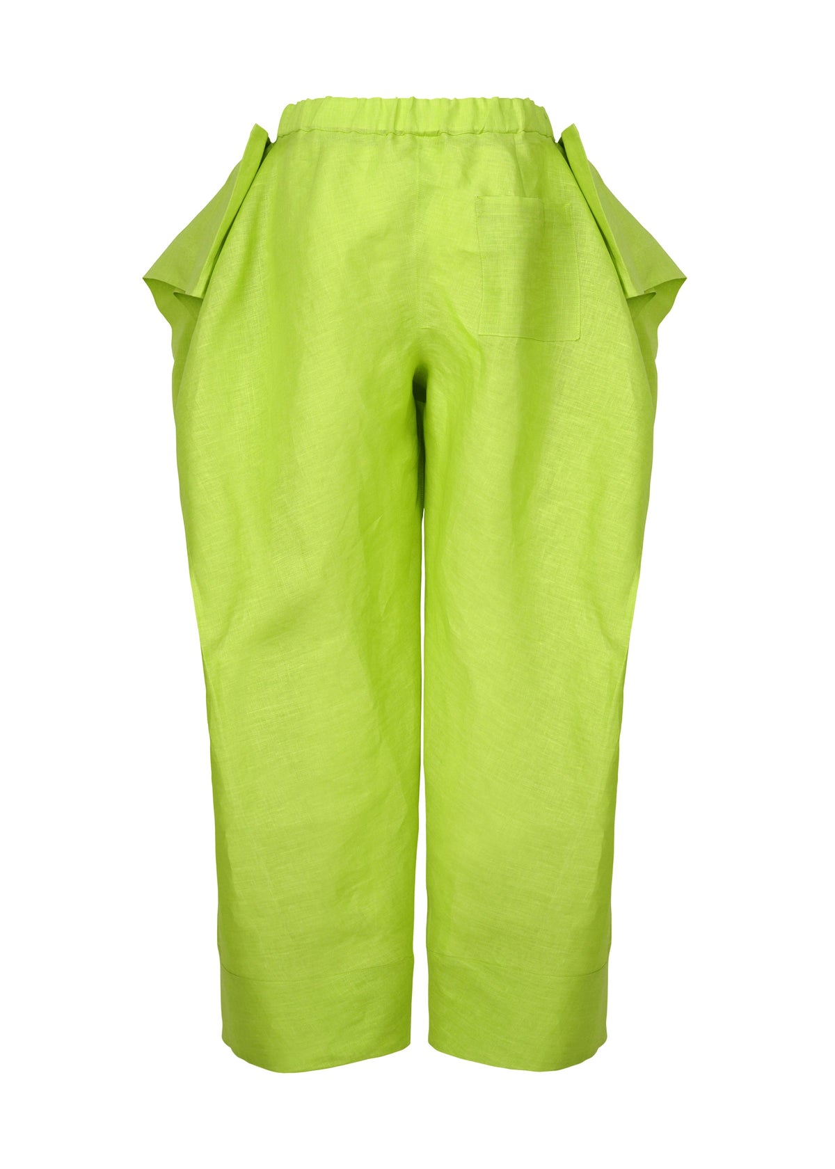 A detail shot of the ISSEY MIYAKE HEMPEN trousers.