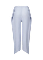 A detail shot of the ISSEY MIYAKE SHADOW STUDY PLEATS SOLID trousers.