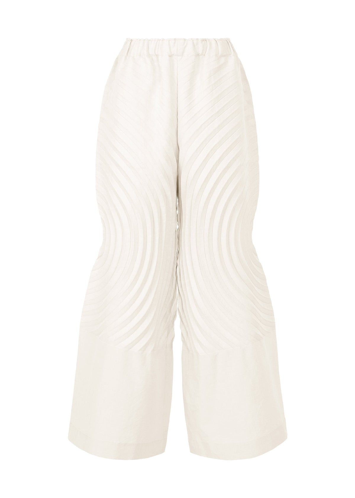 A product shot of the ISSEY MIYAKE FLOW trousers in asa white (06).