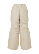 A product shot of the ISSEY MIYAKE FLOW trousers in ash beige (42).