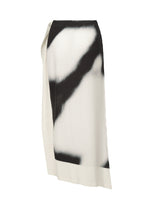 A detail shot of the ISSEY MIYAKE SHADOW STUDY PLEATS skirt.