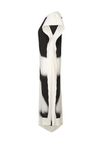 A detail shot of the ISSEY MIYAKE SHADOW STUDY PLEATS dress.