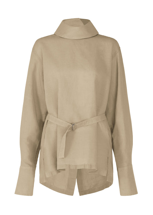 A product shot of the ISSEY MIYAKE PAPER ESQUE U shirt in greige (10).