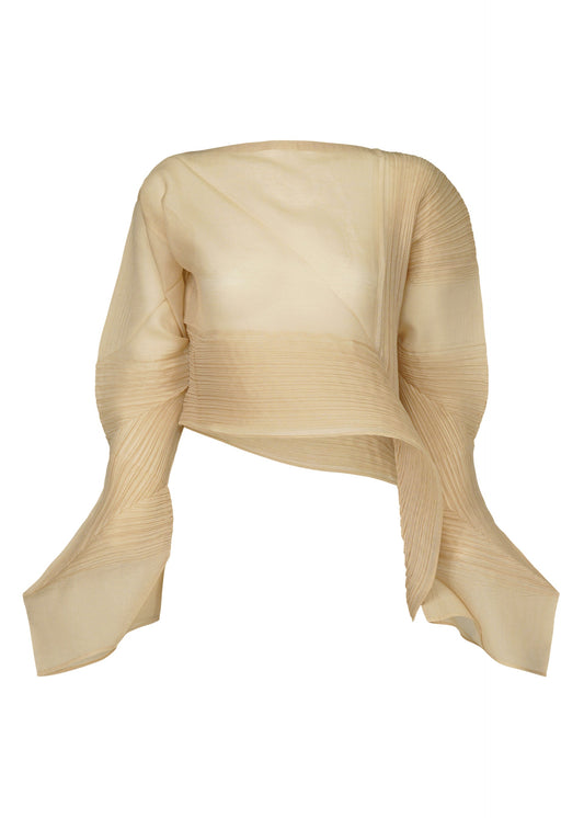 A product shot of the ISSEY MIYAKE SHADE AND SHADED shirt in oaka beige (48).