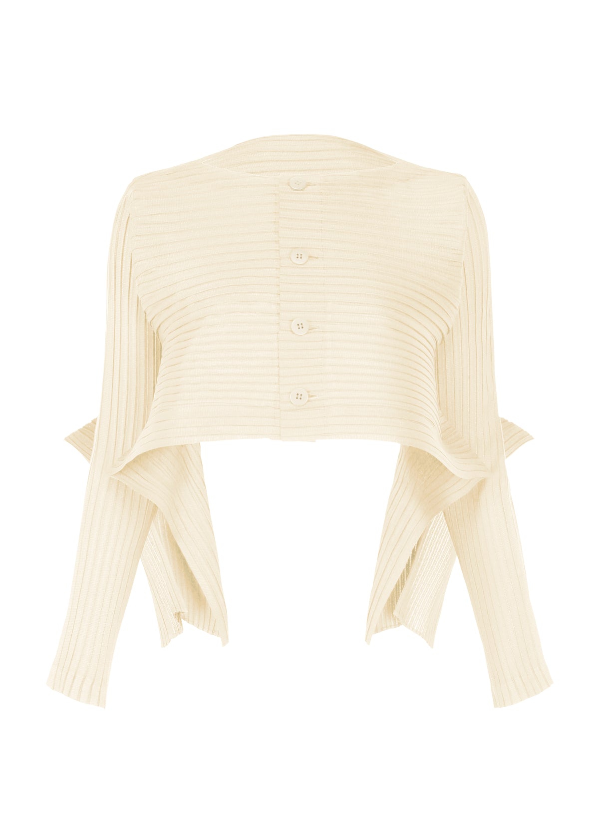 PANELED PLEATS Cardigan Asa White