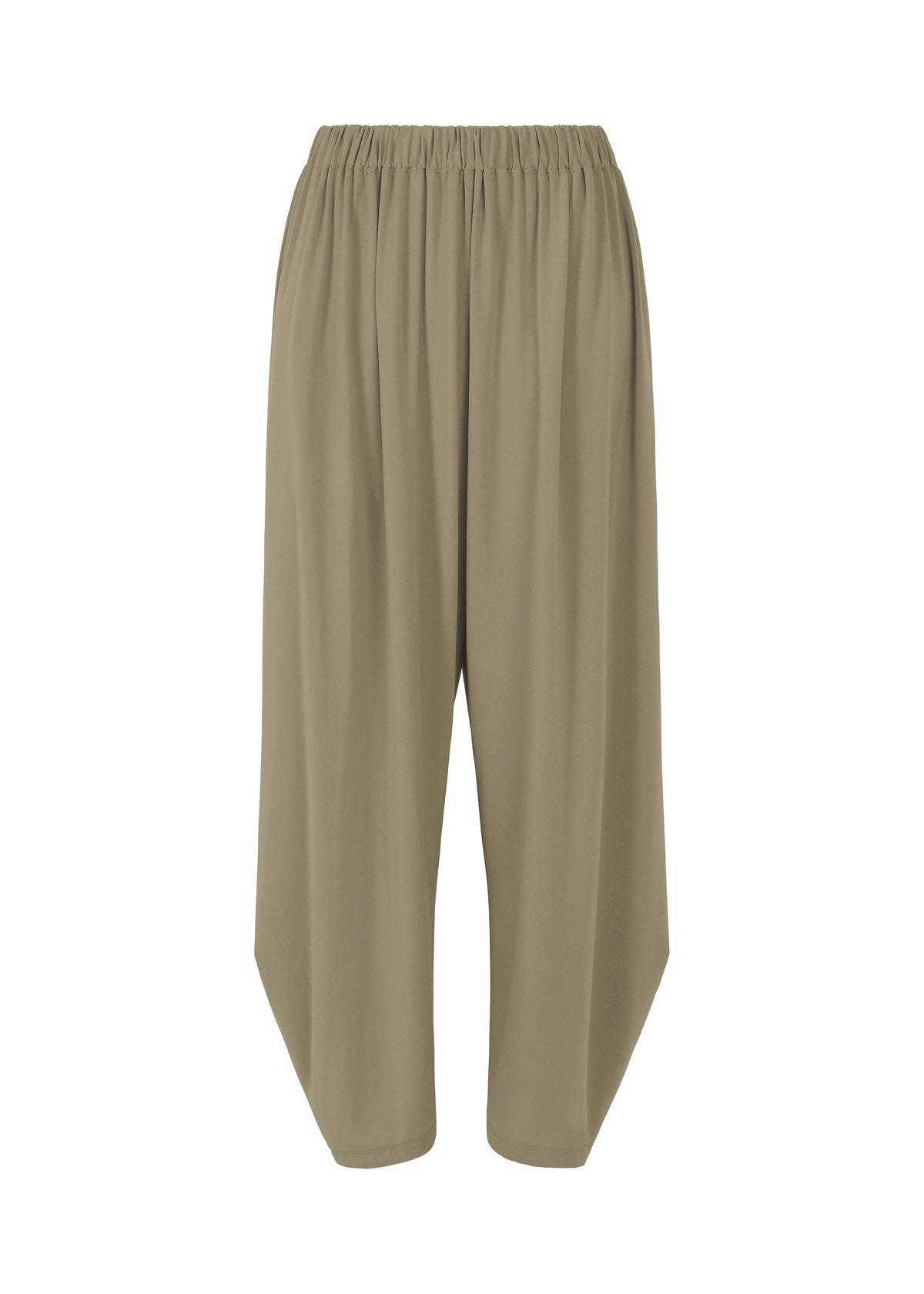 A product shot of the ISSEY MIYAKE DRAPE JERSEY 56 trousers in greige (10).