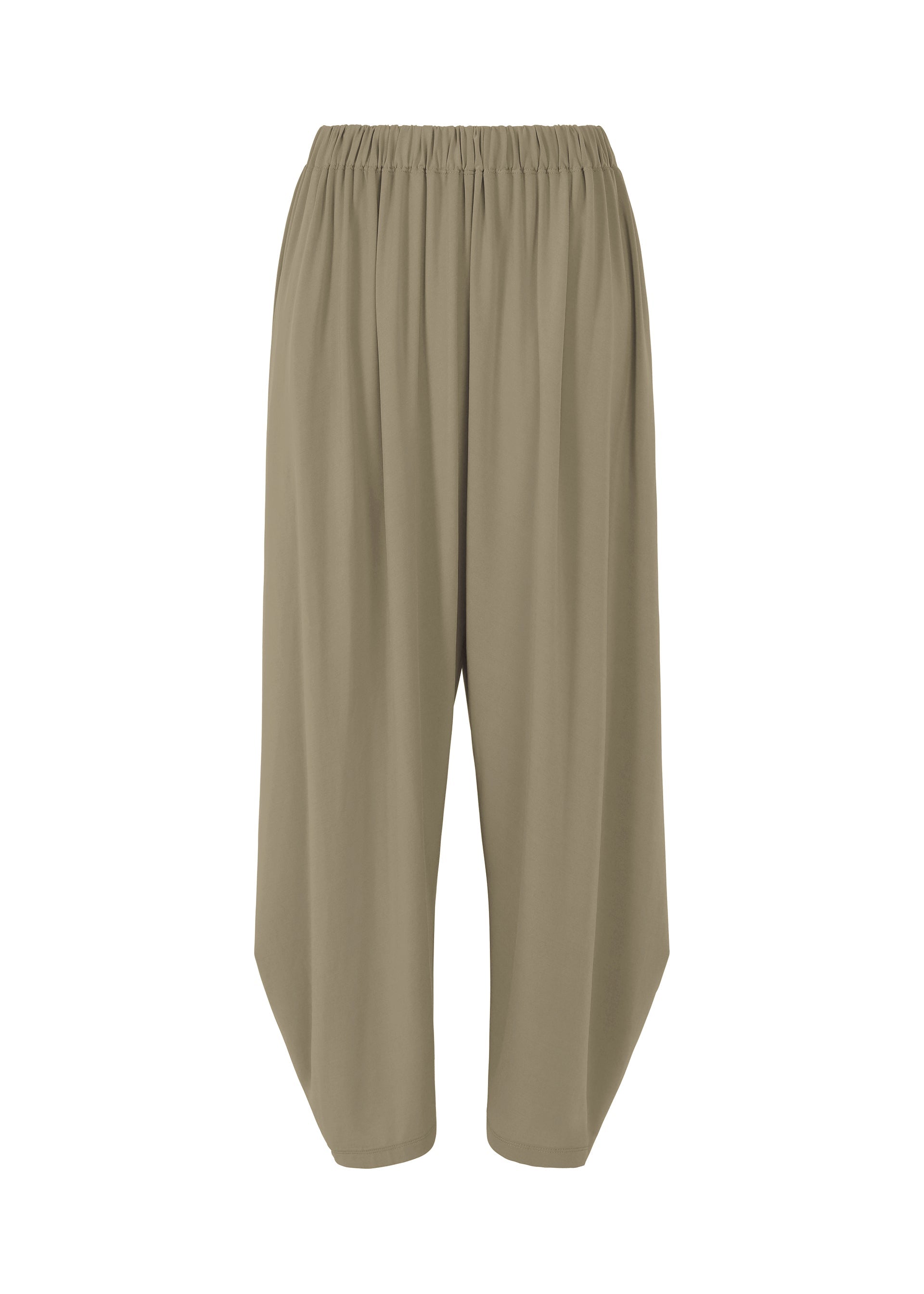A product shot of the ISSEY MIYAKE DRAPE JERSEY 56 trousers in greige (10).