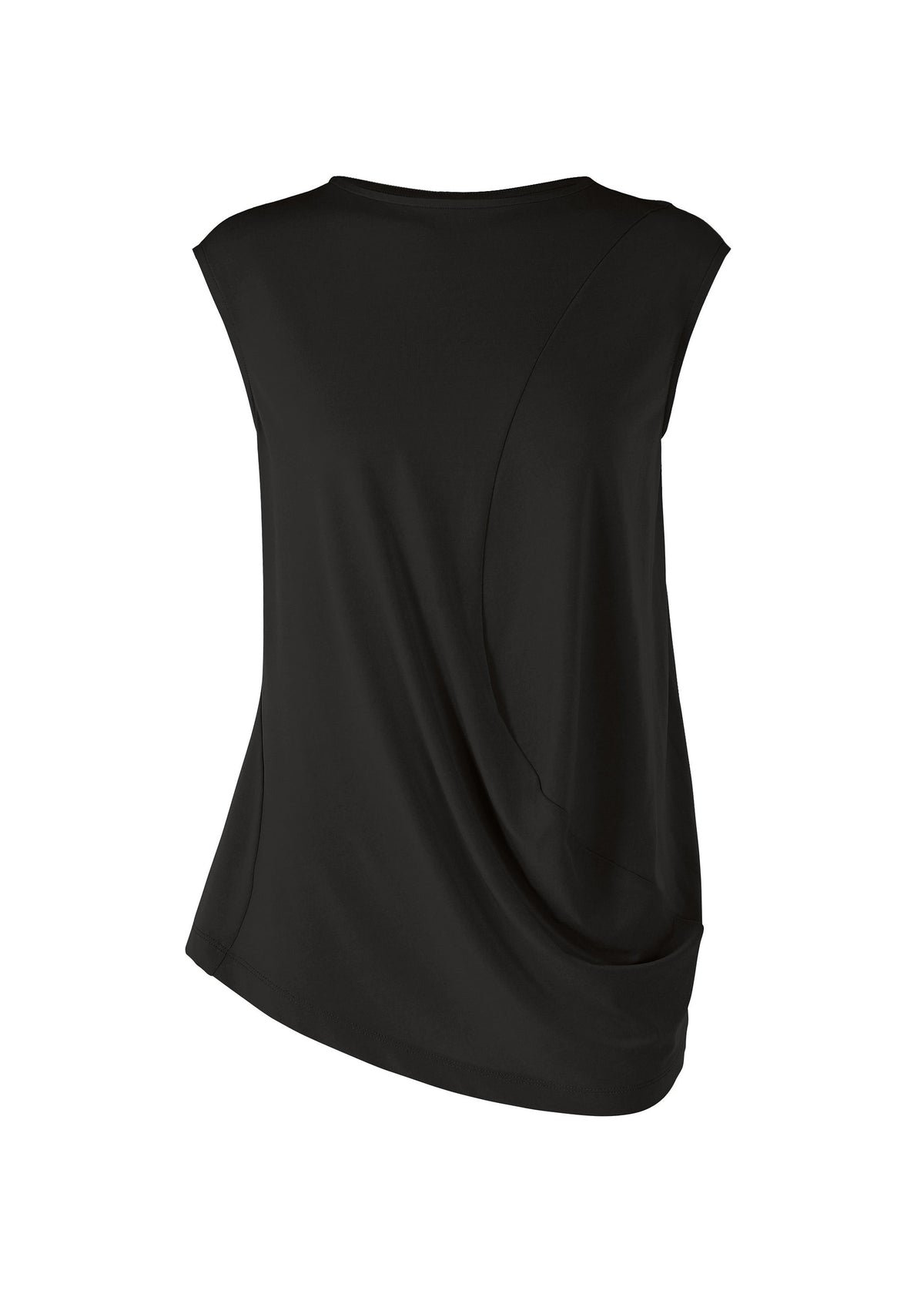 A product shot of the ISSEY MIYAKE DRAPE JERSEY 56 top in black (15).