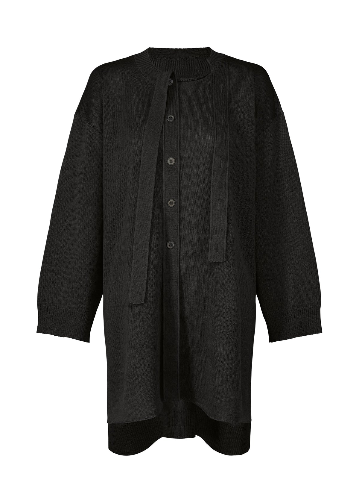 A product shot of the ISSEY MIYAKE BUTTONED DRAPE KNIT top in .