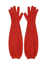 A product shot of the ISSEY MIYAKE ODD GLOVES gloves in red (24).