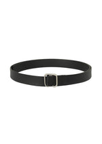 A product shot of the ISSEY MIYAKE SOLID LEATHER BELT belt in black.