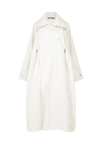 A product shot of the ISSEY MIYAKE PEEKABOO coat in white (01).