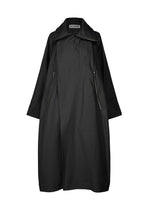 A product shot of the ISSEY MIYAKE PEEKABOO coat in black (15).