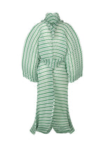 A detail shot of the ISSEY MIYAKE GENERIC STRIPES (HAND PLEATS) clothing.