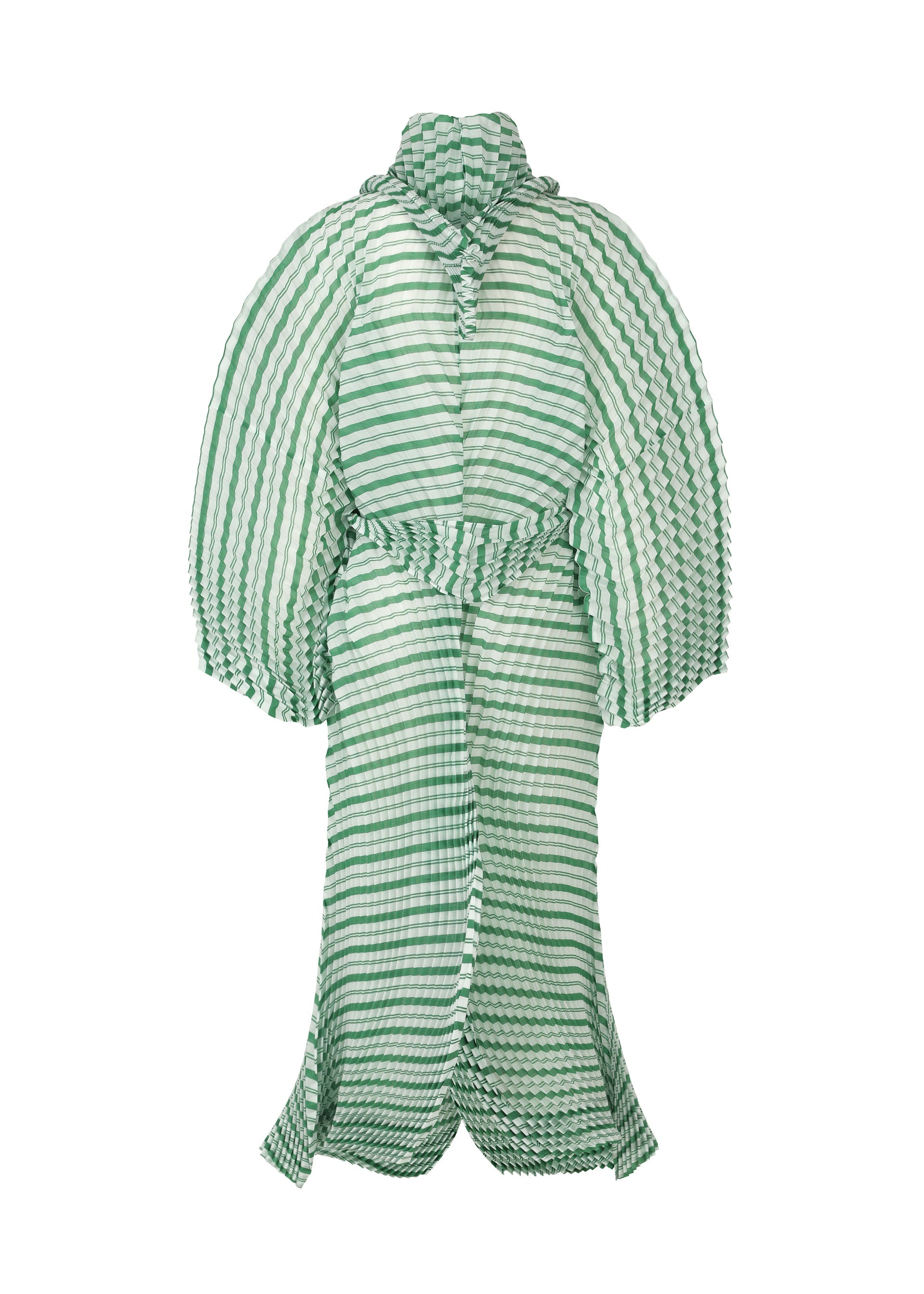 A detail shot of the ISSEY MIYAKE GENERIC STRIPES (HAND PLEATS) clothing.