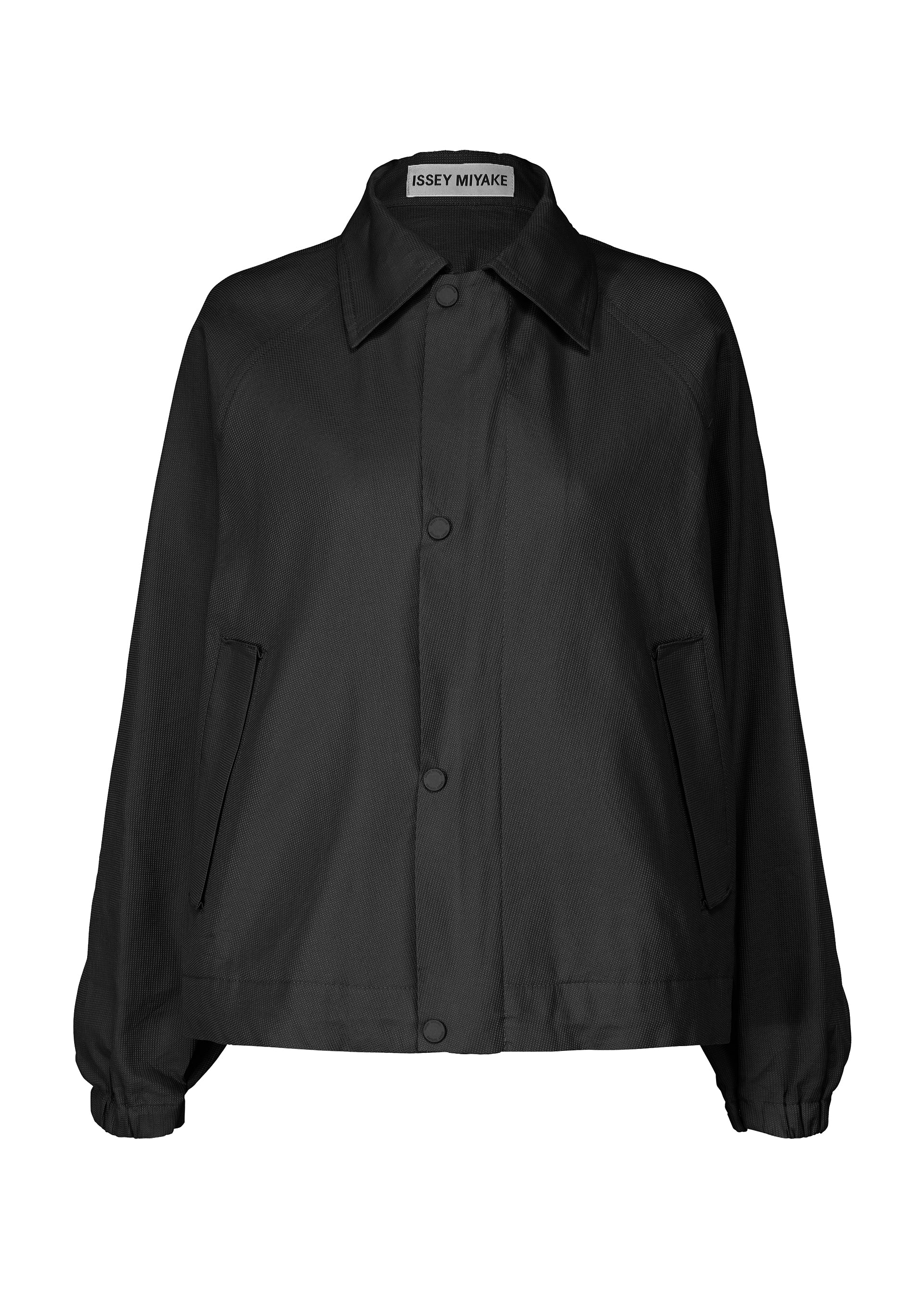 A product shot of the ISSEY MIYAKE PEEKABOO jacket in black (15).