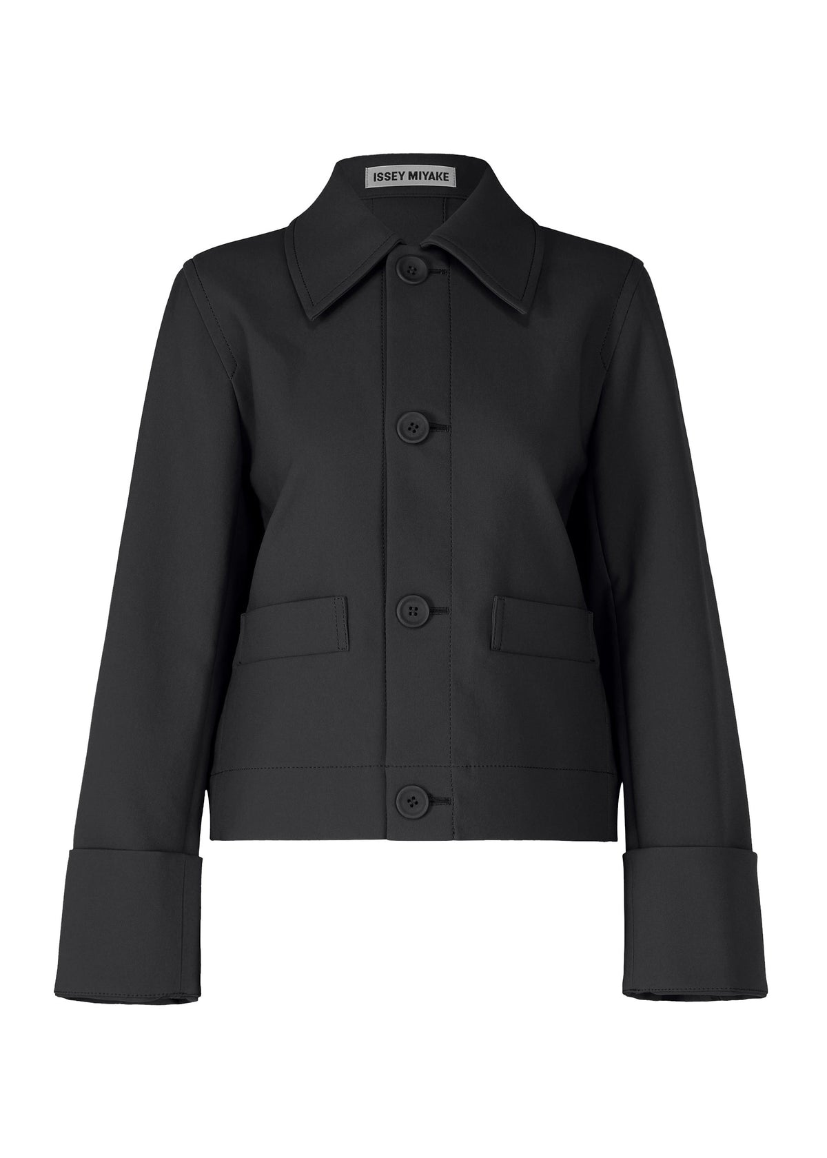 A product shot of the ISSEY MIYAKE GYPSUM jacket in black (15).