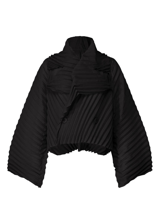 A product shot of the ISSEY MIYAKE WAVE PLEATS jacket in black (15).