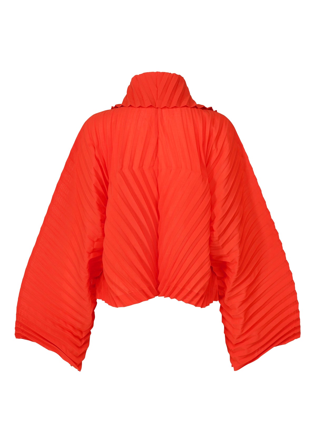 A detail shot of the ISSEY MIYAKE WAVE PLEATS jacket.