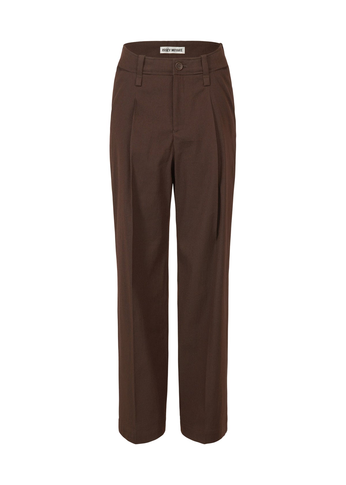 A product shot of the ISSEY MIYAKE LIKE TORSO LIKE BLAZER trousers in dark brown (45).