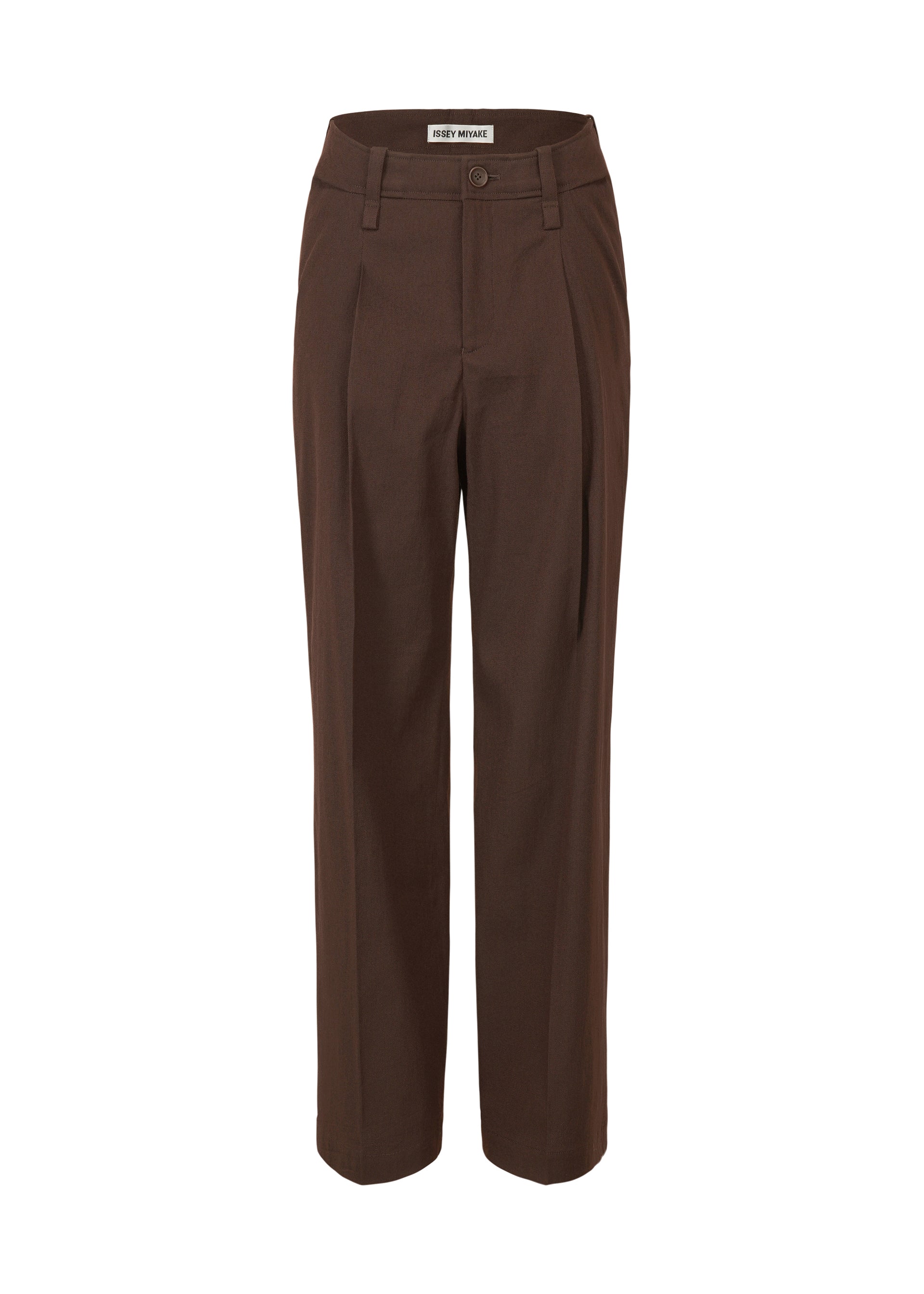 A product shot of the ISSEY MIYAKE LIKE TORSO LIKE BLAZER trousers in dark brown (45).