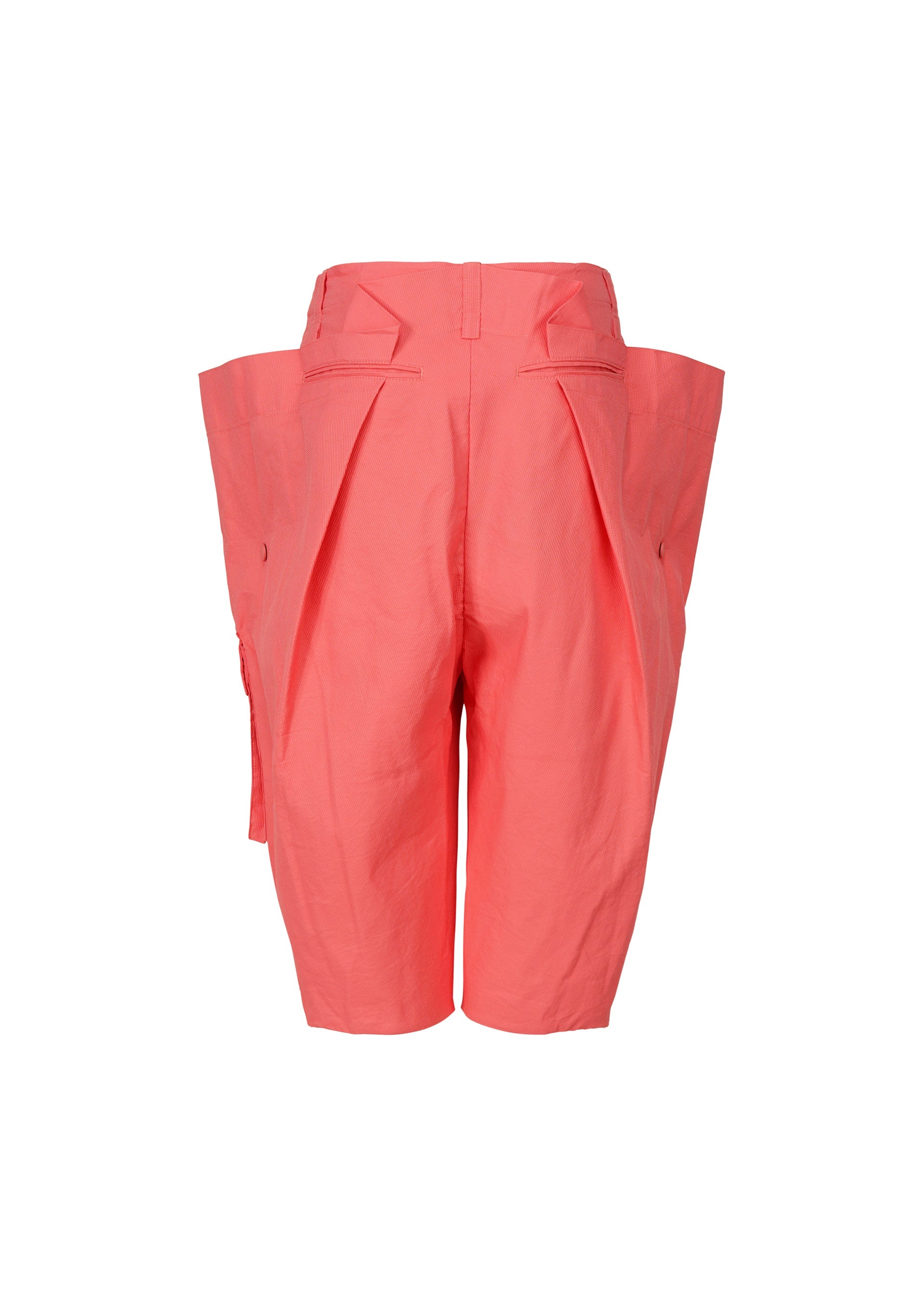 A detail shot of the ISSEY MIYAKE PEEKABOO trousers.