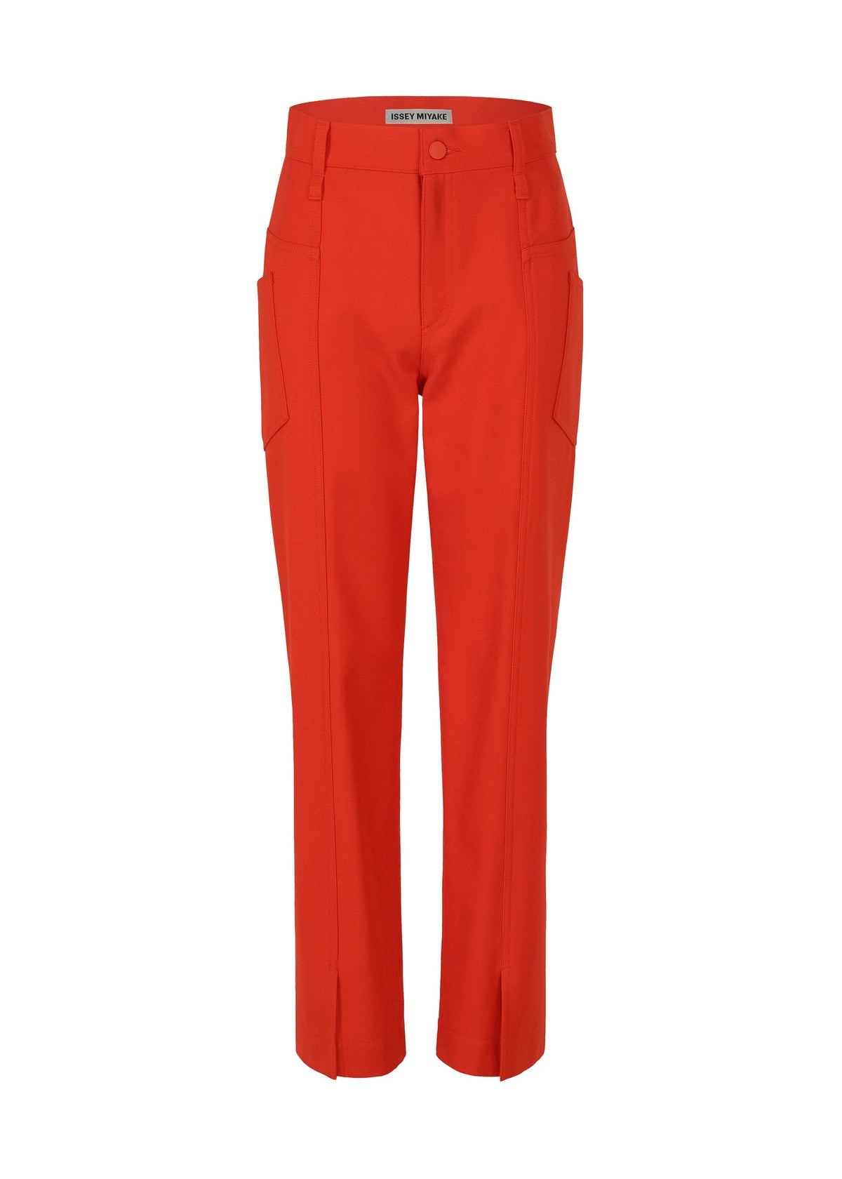 A product shot of the ISSEY MIYAKE DISPOCKET PANTS trousers in red (24).