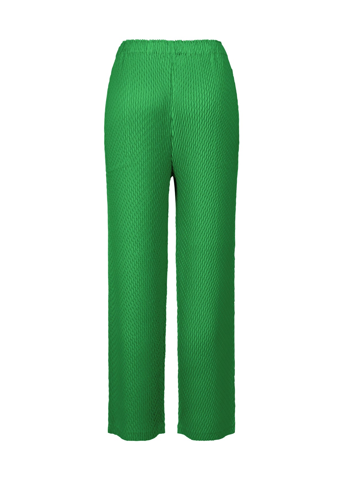 A detail shot of the ISSEY MIYAKE SLEEK PLEATS trousers.