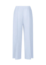 A detail shot of the ISSEY MIYAKE SOFT FOLD PLEATS trousers.