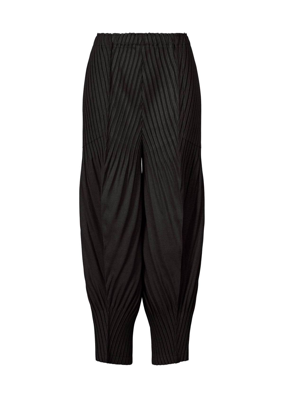 A product shot of the ISSEY MIYAKE LINEN LIKE PLEATS trousers in black (15).