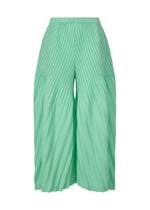 A product shot of the ISSEY MIYAKE LINEN LIKE PLEATS trousers in mint (60).
