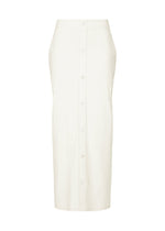 A product shot of the ISSEY MIYAKE LIKE TORSO LIKE SHIRT skirt in white.