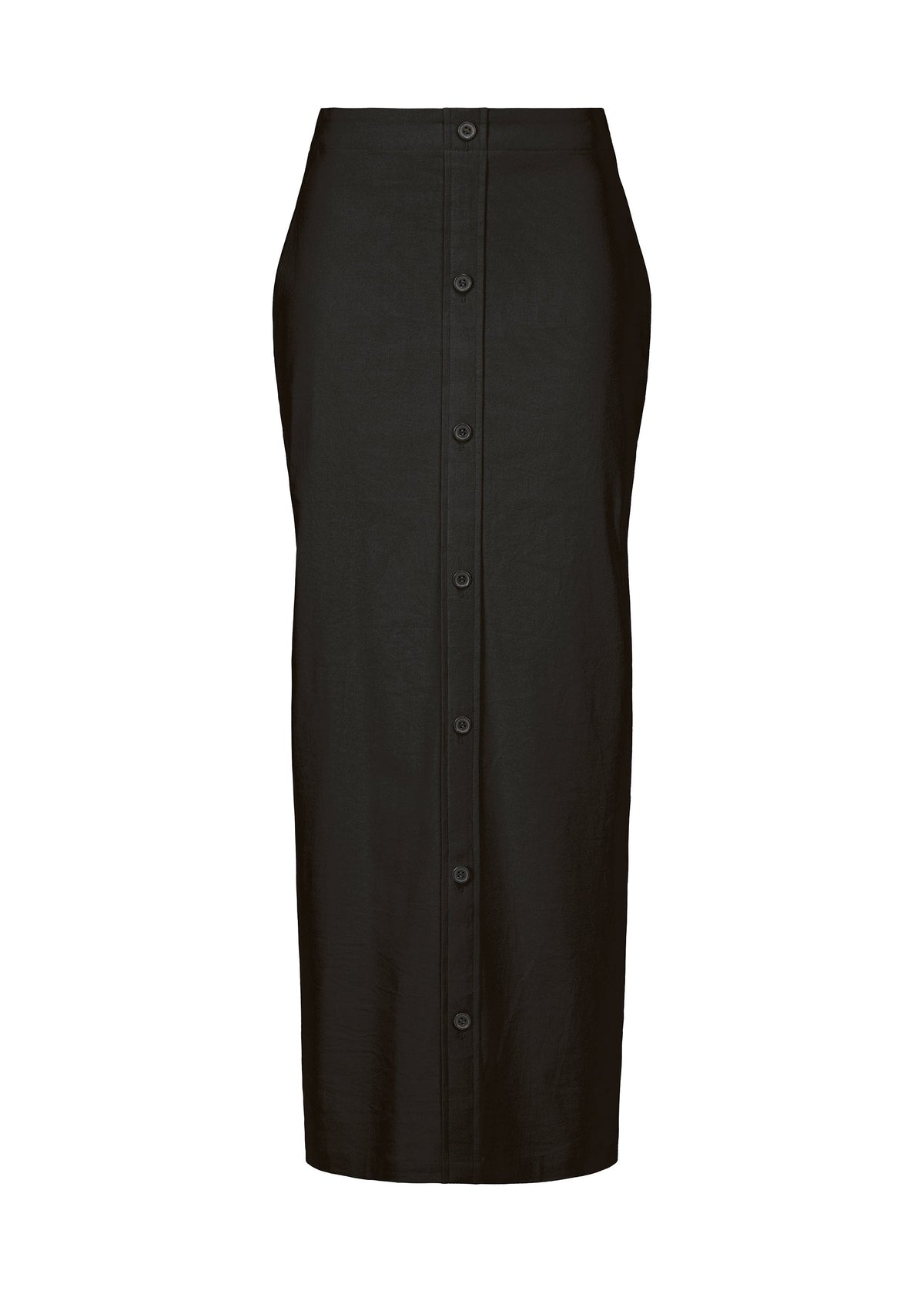 A product shot of the ISSEY MIYAKE LIKE TORSO LIKE SHIRT skirt in black.
