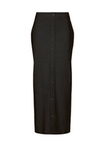 A product shot of the ISSEY MIYAKE LIKE TORSO LIKE SHIRT skirt in black.