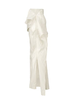 A detail shot of the ISSEY MIYAKE COLLAPSING SCULPTURE skirt.