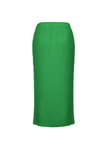 A detail shot of the ISSEY MIYAKE SLEEK PLEATS skirt.