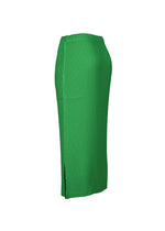 A detail shot of the ISSEY MIYAKE SLEEK PLEATS skirt.