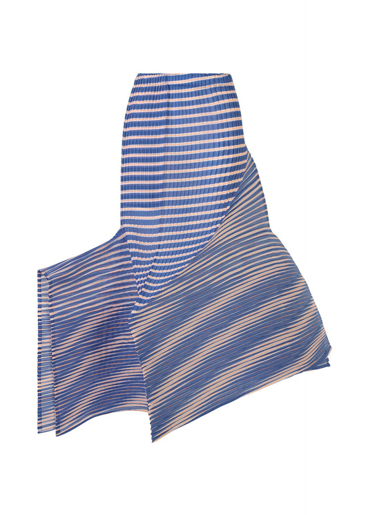 A product shot of the ISSEY MIYAKE GENERIC STRIPES (MACHINE PLEATS) clothing in blue-hued (76).