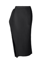 A product shot of the ISSEY MIYAKE SOFT FOLD PLEATS skirt in black.