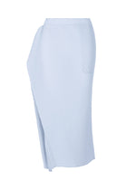 A product shot of the ISSEY MIYAKE SOFT FOLD PLEATS skirt in light blue.